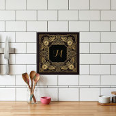 Gold Owl Compass Monogram Art Deco Ceramic Tile Fliese