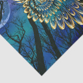 Gold Owl Face on forest at night Seidenpapier (Ausschnitt)