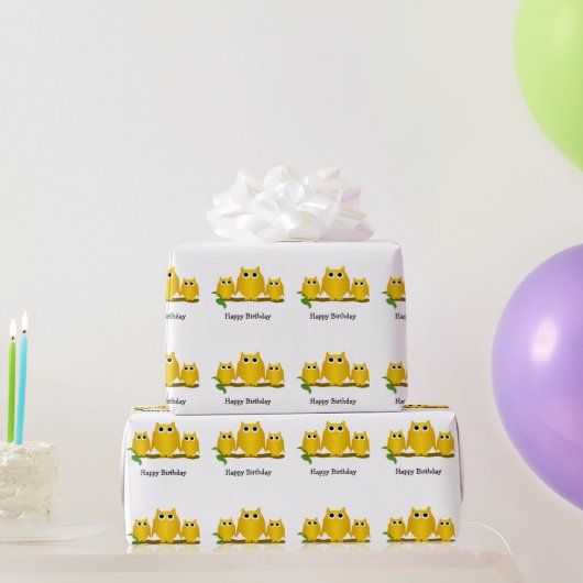 Gold Owls Design Birthday Gift Geschenkpapier (Partygeschenke)