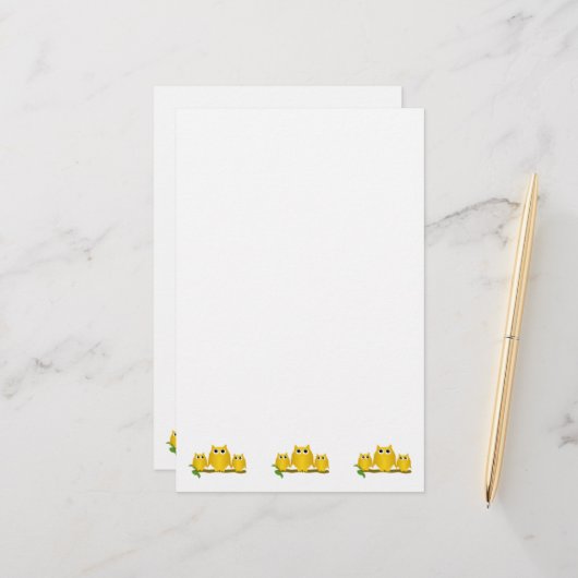Gold Owls Design Briefpapier (Vorderseite/Rückseite Beispiel)