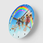 Gold Owls Juwelen & Regenbogenuhr Runde Wanduhr (Winkel)