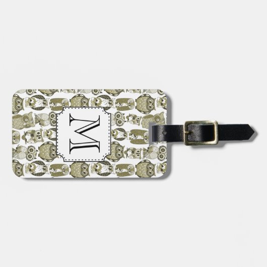 Gold Owls Monogram Gepäckanhänger (Vorderseite horizontal)