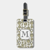 Gold Owls Monogram Gepäckanhänger (Vorderseite vertikal)