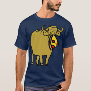 Gold Ox mit Pepperoni Pizza Slice in Mouth T-Shirt