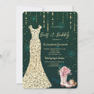 Gold Pailletten Kleid, Stiefel Blumen Grün Einladung