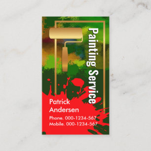 Gold Paint Brush Dirty Wall Paint Spritzer Visitenkarte