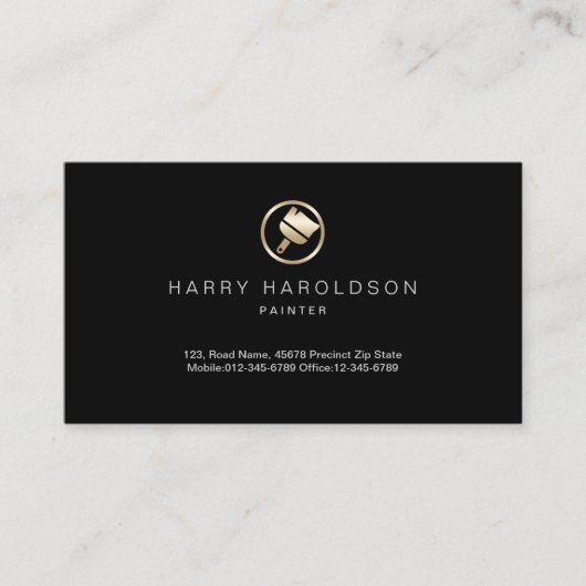 Gold Paint Brush Icon Painter Business Card Visitenkarte (Vorderseite)