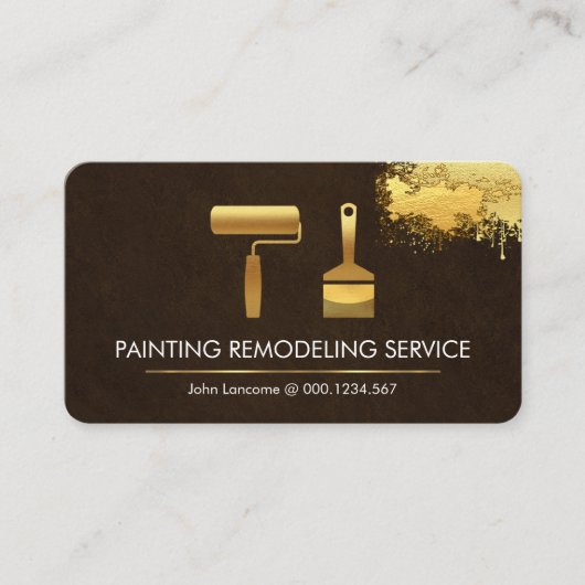 Gold Paint Brush Painting Gold Spritzer Visitenkarte (Vorderseite)