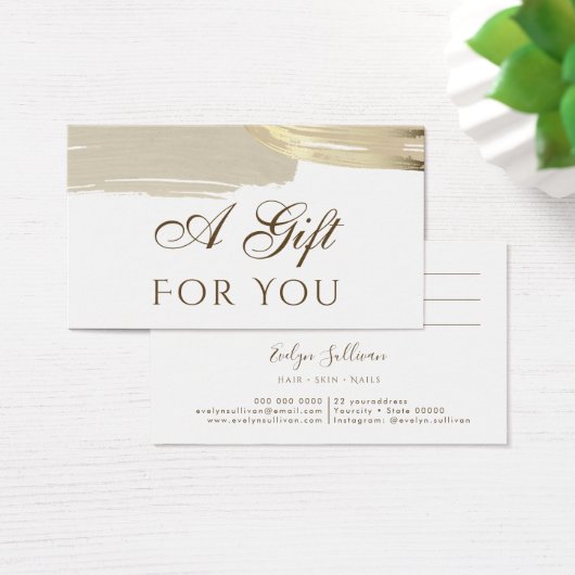 Gold Paint Brush Schlaganfälle Geschenkkarte (Schreibtisch)