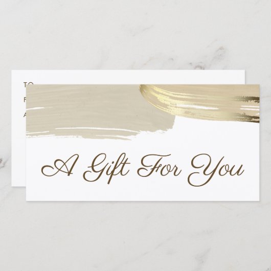 Gold Paint Brush Strokes Geschenkgutschein (Vorne/Hinten)