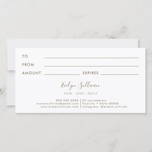 Gold Paint Brush Strokes Geschenkgutschein (Rückseite)