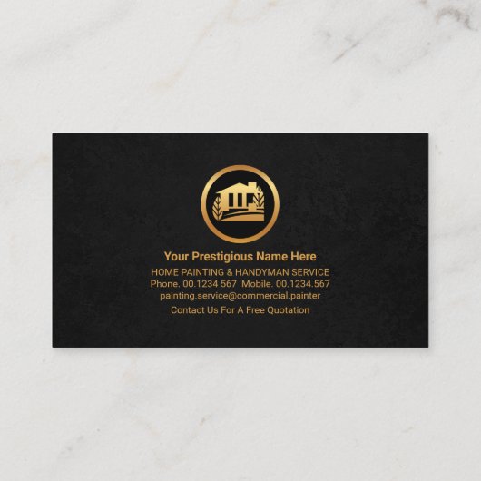 Gold Paint Can Zuhause Roller Brush Painting Visitenkarte (Rückseite)