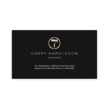 Gold Paint Roller Icon Painter Business Card
