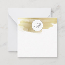 Gold Paint Smudge Monogram Flat Note Card Mitteilungskarte