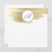 Gold Paint Smudge Monogram Flat NoteCard Mitteilungskarte (Vorne/Hinten)