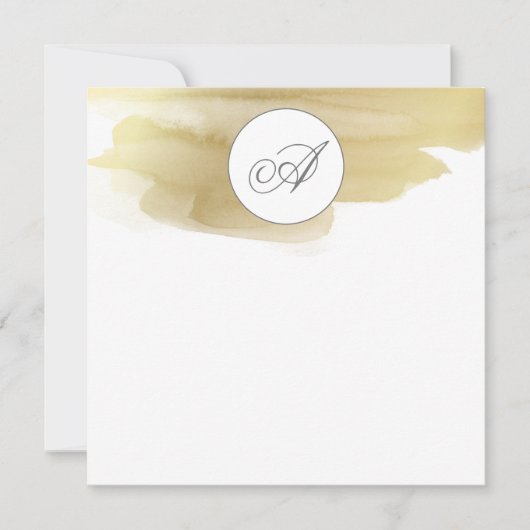 Gold Paint Smudge Monogram Flat NoteCard Mitteilungskarte (Vorderseite)