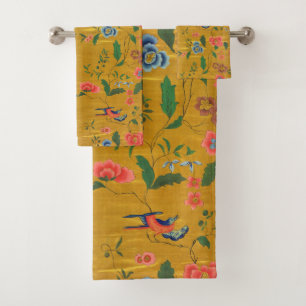 Gold Painted Boho Bright Colors Floral Badhandtuch Set