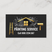 Gold Painting Brush Ladder Paint Splatter Visitenkarte (Vorderseite)
