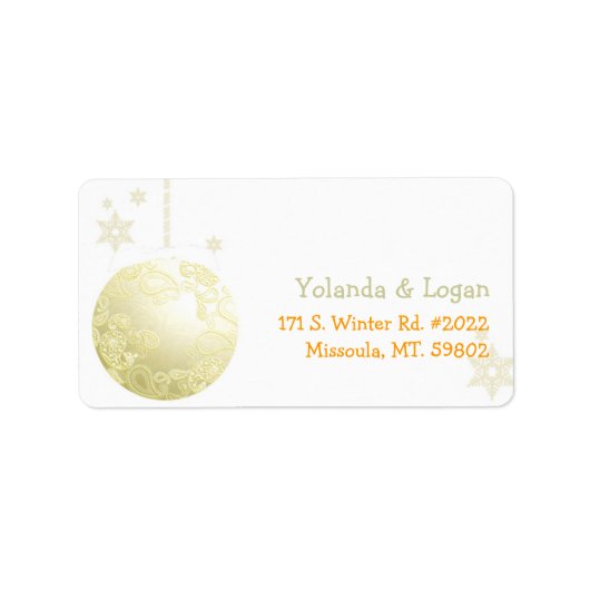 Gold Paisley Ball December Wedding Address Adressaufkleber (Vorne)