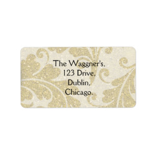 Gold Paisley Damask Postage Address Labels Adressaufkleber