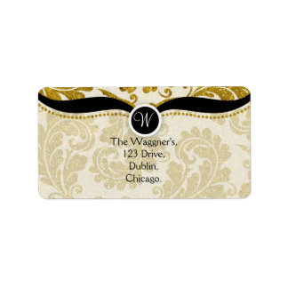 Gold Paisley Damask Postage Address Labels Adressaufkleber