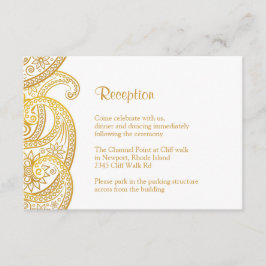 Gold Paisley Empfang, Traditionelle Indische Hochz Begleitkarte