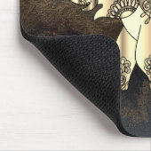 Gold Paisley Floral Elephant, Lederlook Mousepad (Ecke)