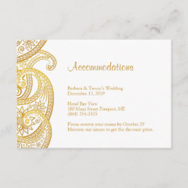 Gold Paisley Indian Wedding Accommodations Begleitkarte