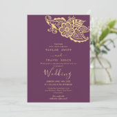 Gold Paisley Indian Wedding Einladung (Stehend Vorderseite)