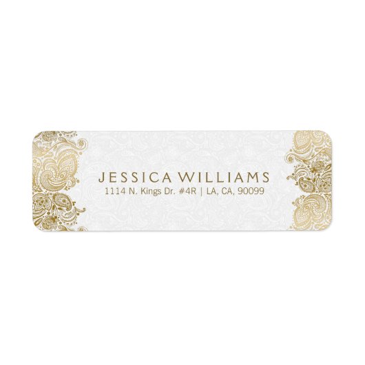 Gold Paisley Lace auf Weiß (Vorne)