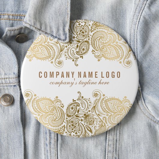 Gold Paisley Lace Custom White Background Button (Beispiel)