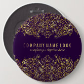 Gold Paisley Lace - Lila Hintergrund Button (Vorne & Hinten)