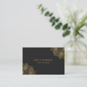 Gold Paisley Mandala auf Dar Gray Visitenkarte (Stehend Vorderseite)