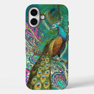 Gold Paisley Peacock & Feathers iPhone 16 Plus Hülle