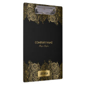 Gold Paisley Spitze mit schwarzem Hintergrund Klemmbrett (Rechts)