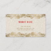 Gold Paisley-Spitzen mit Creme-Hintergrund Visitenkarte (Rückseite)