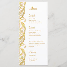 Gold Paisley Traditional Indian Wedding Rackcard Menükarte