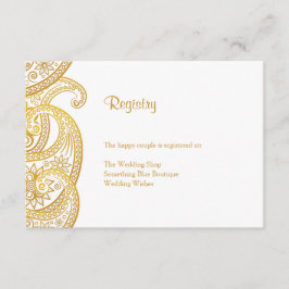 Gold Paisley Traditional Indian Wedding Registry Begleitkarte