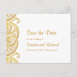 Gold Paisley Traditionelle Indianer Save the Date Ankündigungspostkarte