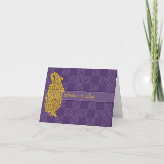 Gold Paisley und Lila Personalisierte Note Card (Vorderseite)