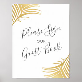 Gold Palm Blätter Beach Wedding Guest Book Sign Poster