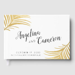 Gold Palm Blätter Moderne tropische Hochzeiten Gästebuch