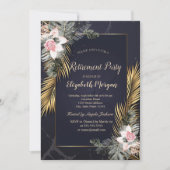 Gold Palm Blätter Rose Marmorrückgabe Einladung (Vorderseite)