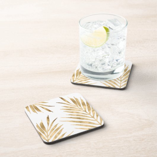 Gold Palm Fronds Getränkeuntersetzer (Rechte Seite)