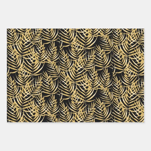 Gold Palm Fronds Tropical Geschenkpapier Set (Vorderseite)