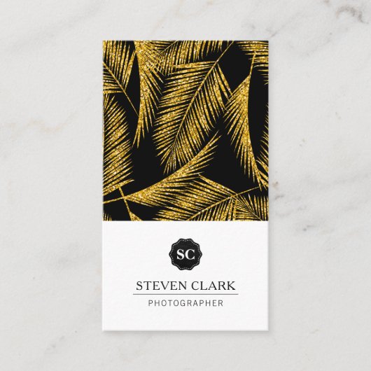 Gold Palm Leaf Muster Visitenkarte (Vorderseite)
