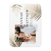 Gold palm leaf save the date photo wedding magnet (Vertikal)