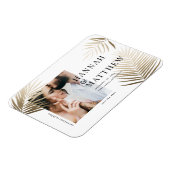 Gold palm leaf save the date photo wedding magnet (Linke Seite)