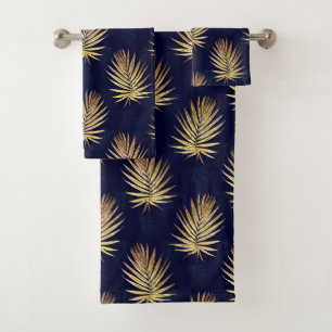 Gold Palm Navy-Blue Artwork Case-Mate iPhon Badhandtuch Set