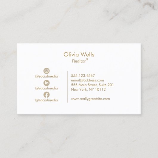 Gold Palm Tree Beach Front Real Anwesen Calling Ca Telefonnummerkarte (Rückseite)